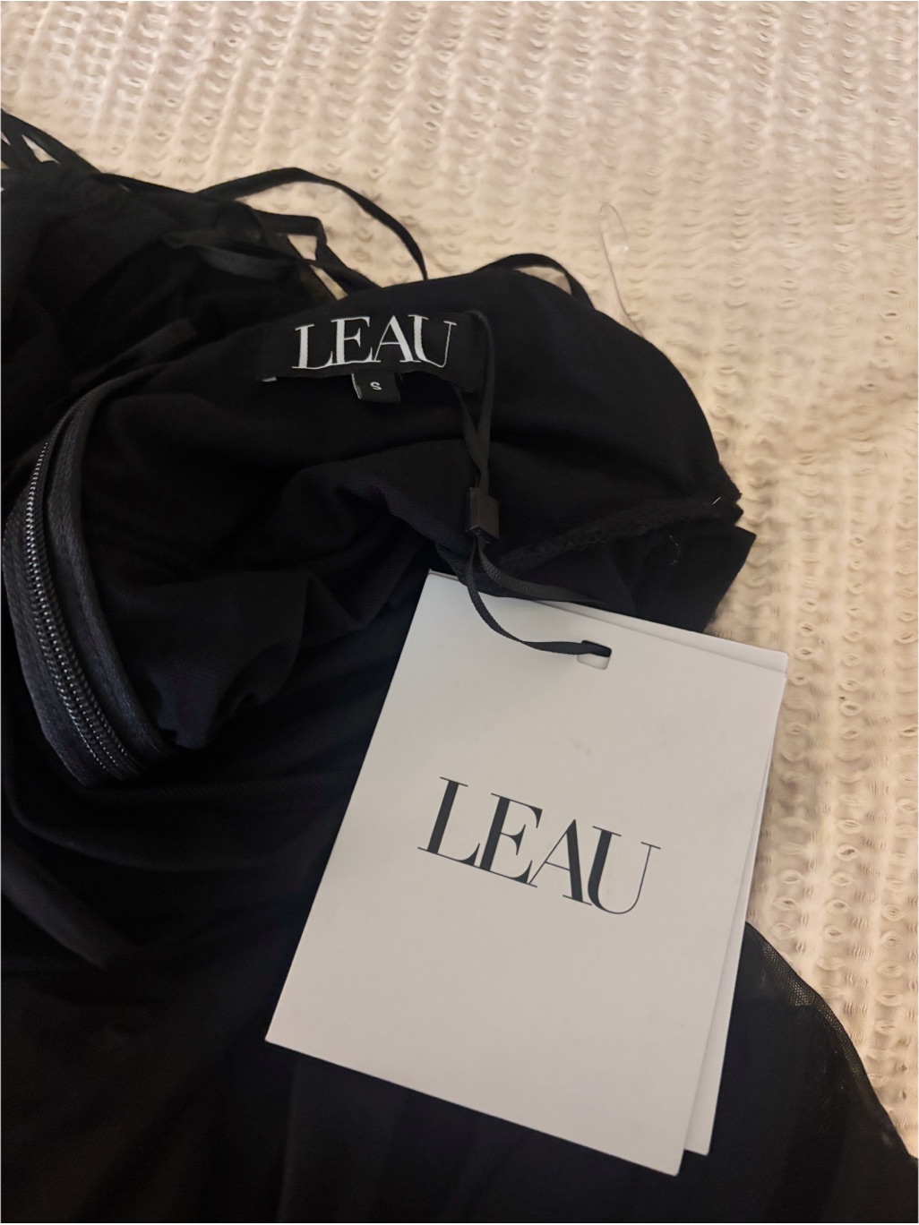 Nwt Leau Seoul Black Strappy Mesh Ruched Dress — image 3 of 3